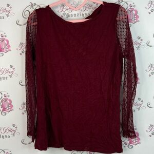 M&s collection long sleeve lace arms Chic wine 🍷 Burgundy Lace Sleeve Blouse